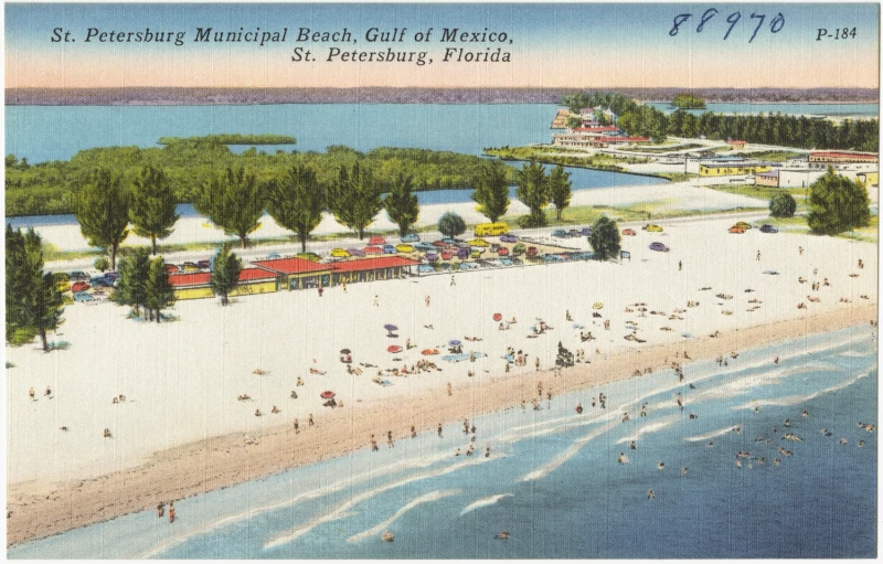 an aerial view of the beach with people