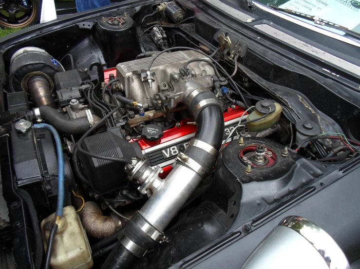 an engine in a car is shown here