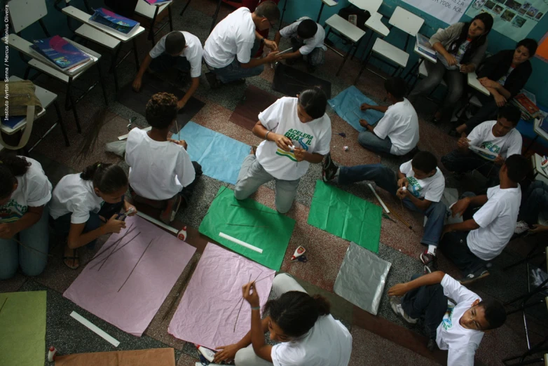 a group of people that are doing various crafts