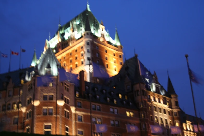 an image of the front of a el at night