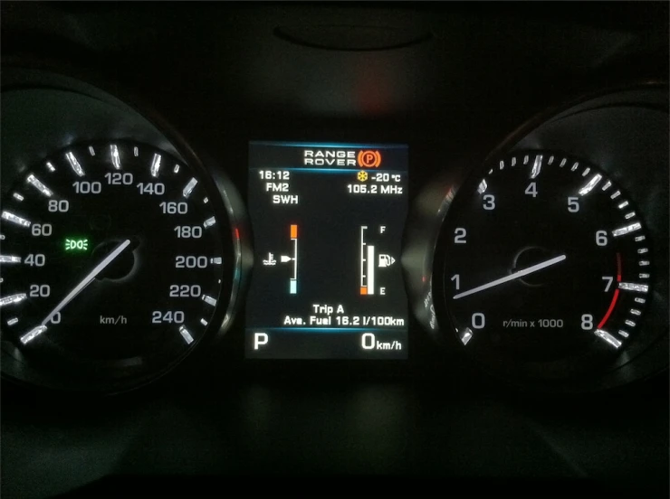 the dashboard of a car shows its speed