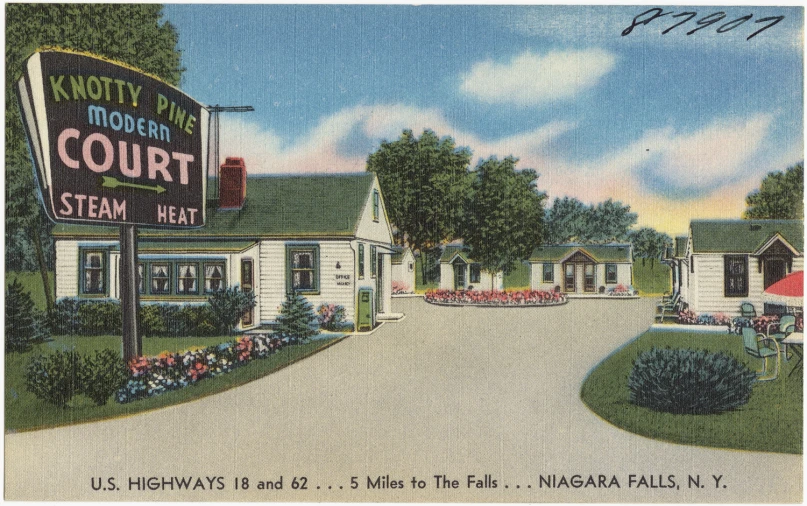 an old postcard shows a front street of town