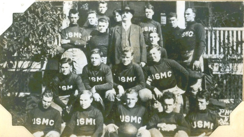 this black and white po shows a soccer team in uniform