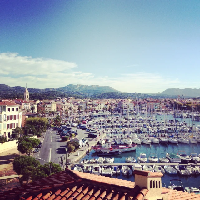 the harbor in the resort has many small boats