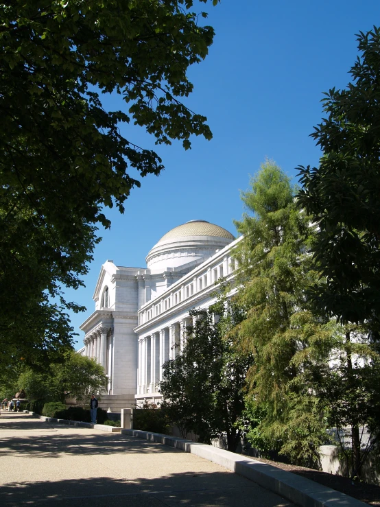 a building that is by some trees