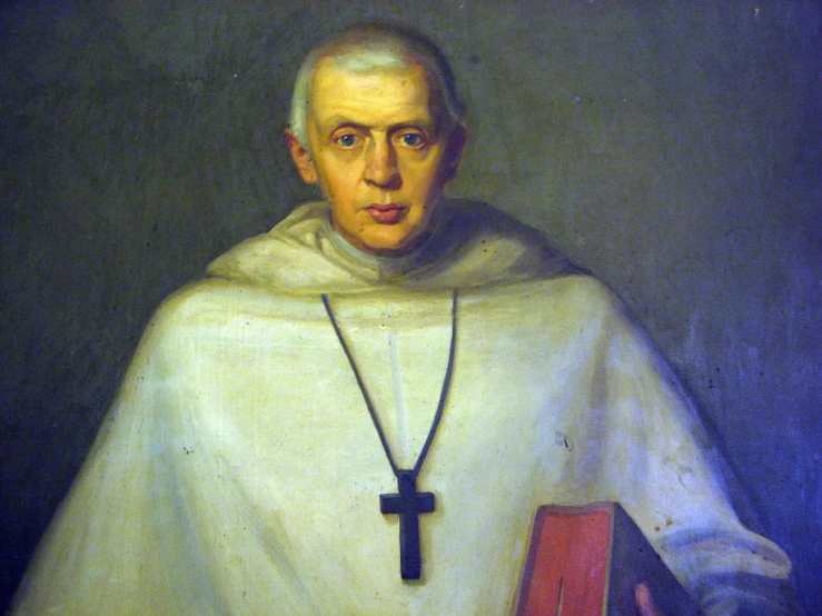 a painting of a priest with a book in his hand