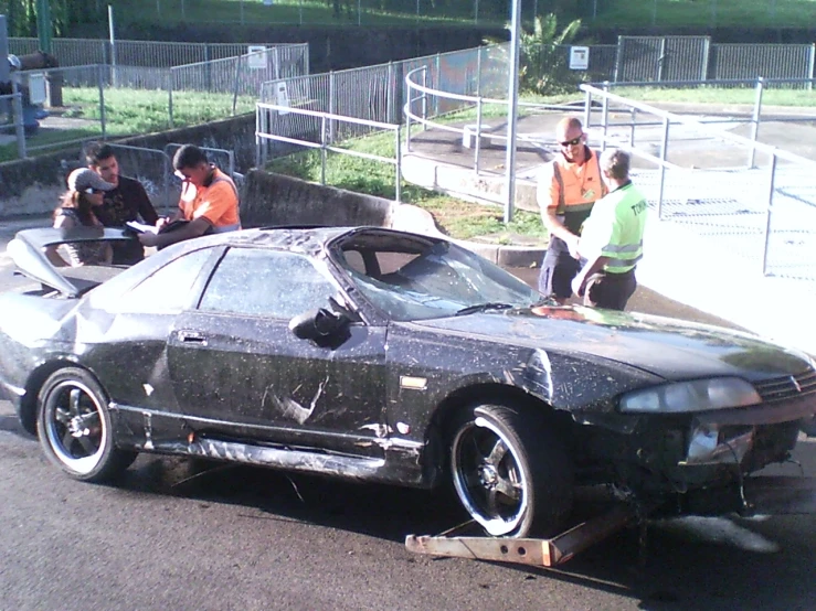 a car that is sitting on a flat bed