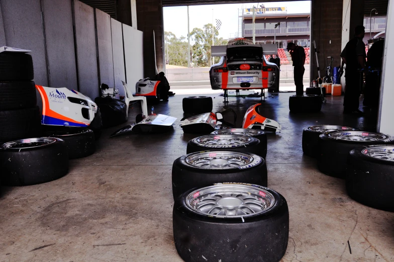 the tires are all next to each other on the floor