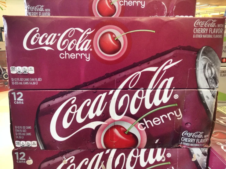 a box of coca cola cherry cherry drink