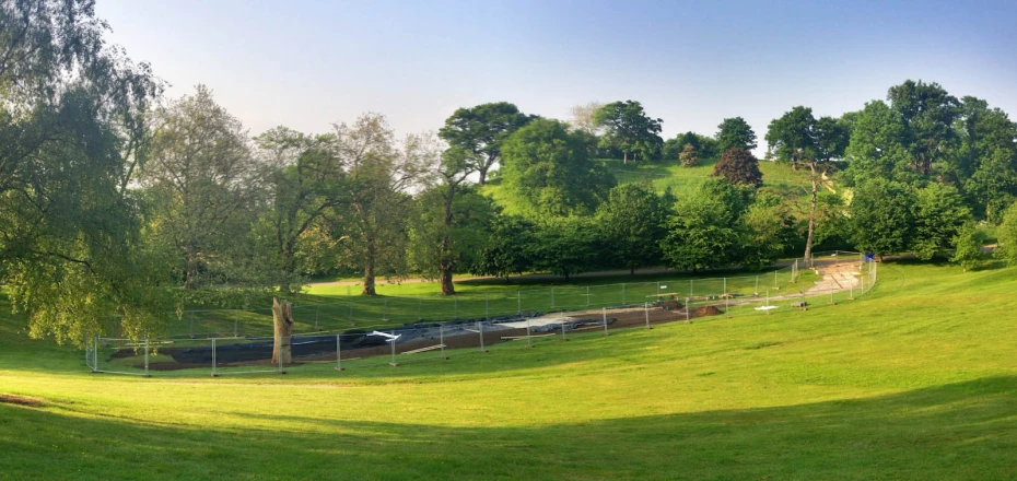 a po of a green grass field with a fence