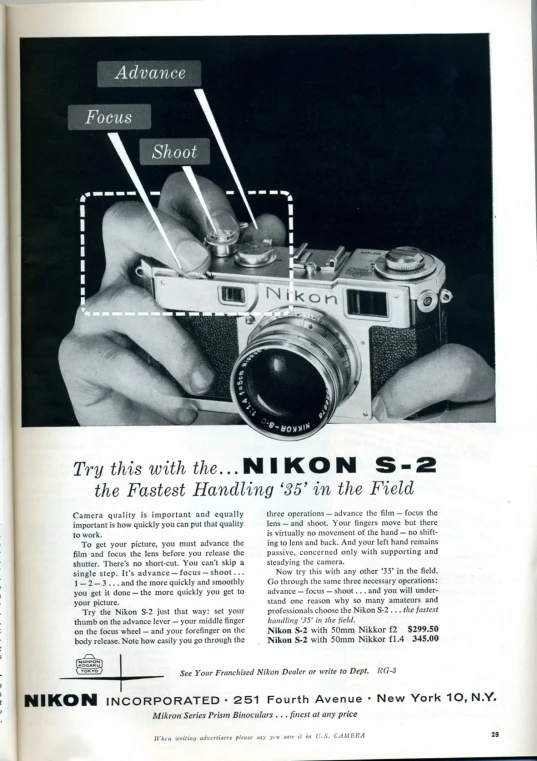 a picture of a vintage camera ad for nikon s - 2