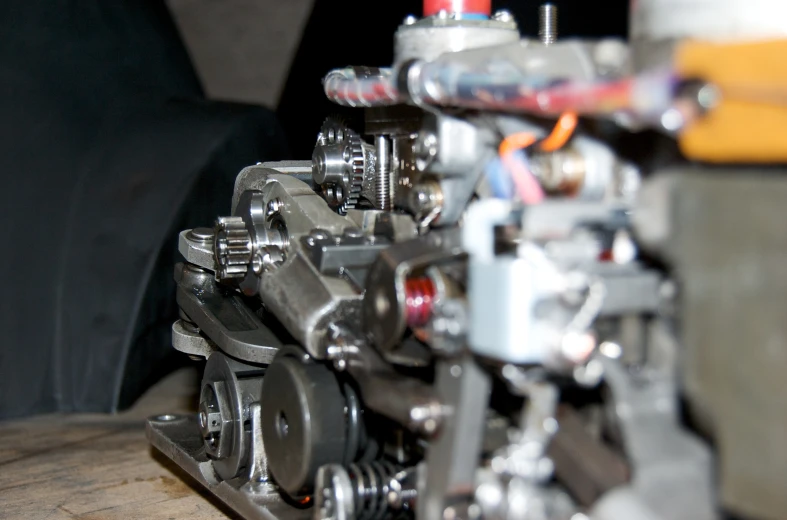 engine motor of a vehicle inside an antique vehicle