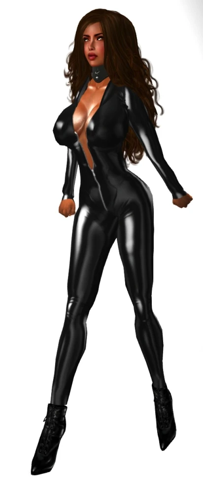 a beautiful woman in black catsuits