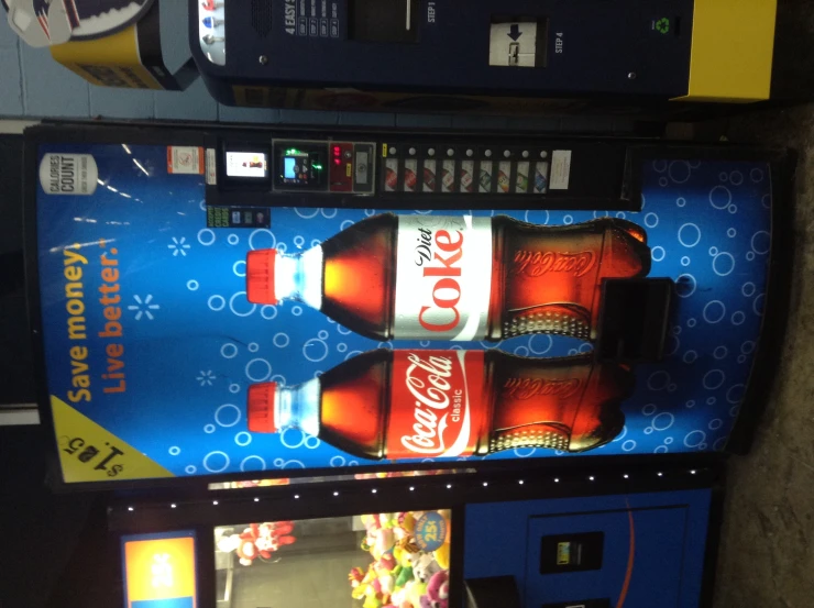 an arcade game machine showing coca colas