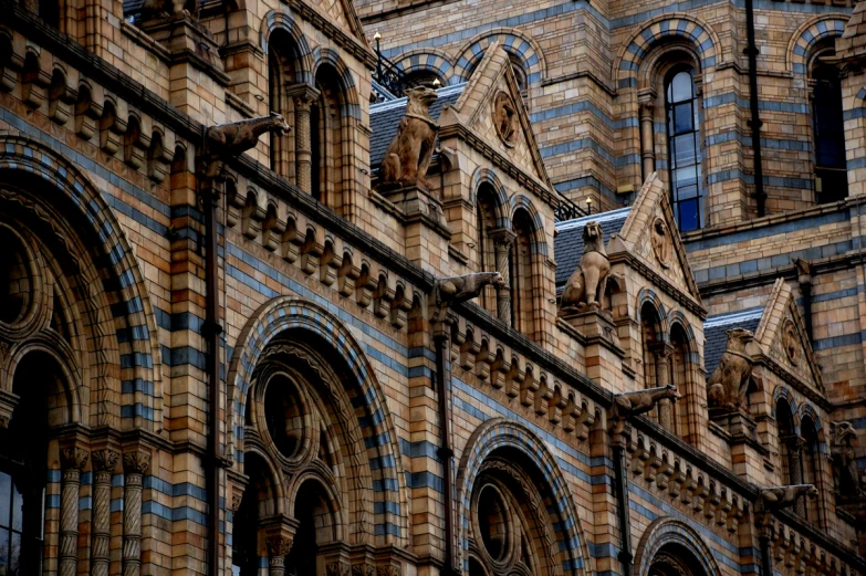 a close up view of the top part of an old church