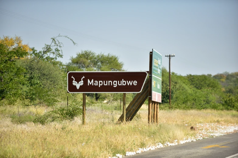 a street sign is standing in front of some brown grass and bushes