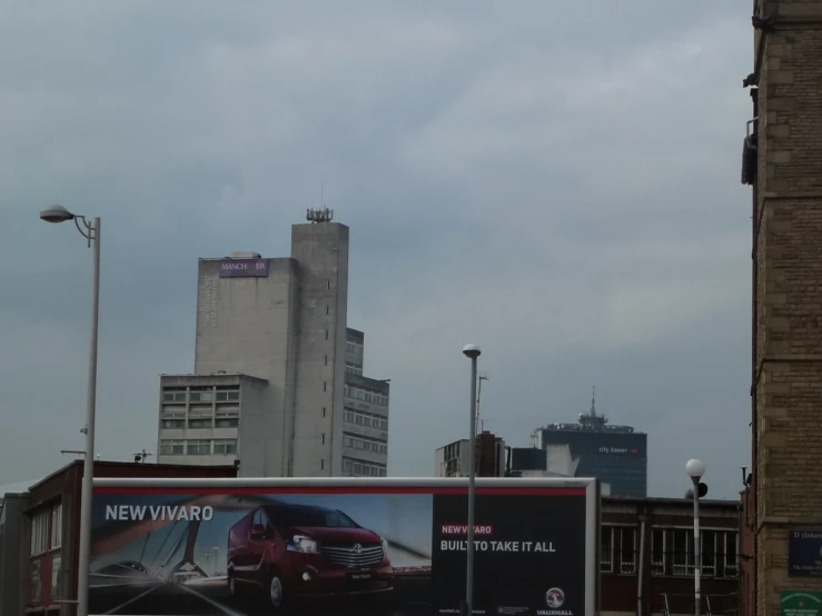 a truck is in the middle of a city