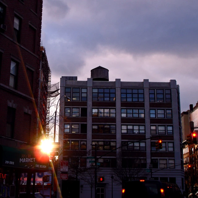 the city at dusk in late winter time