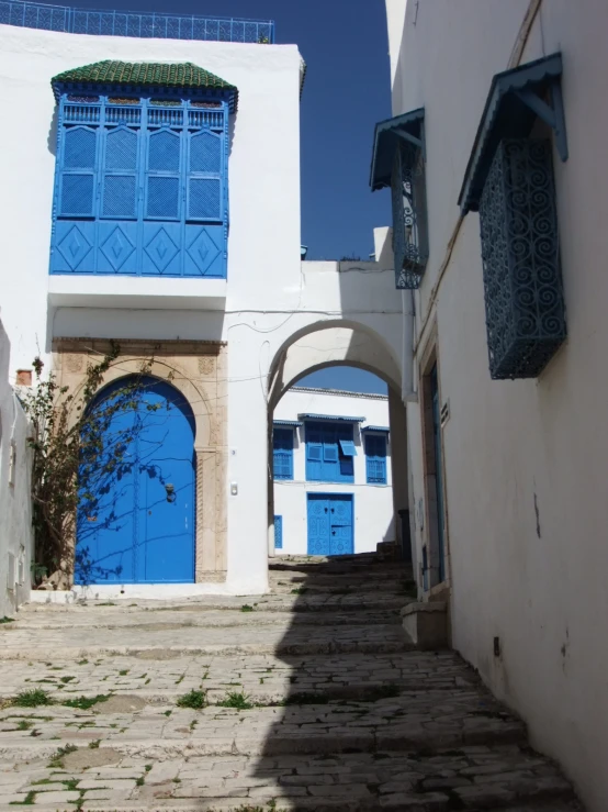 steps lead up to different rooms of buildings