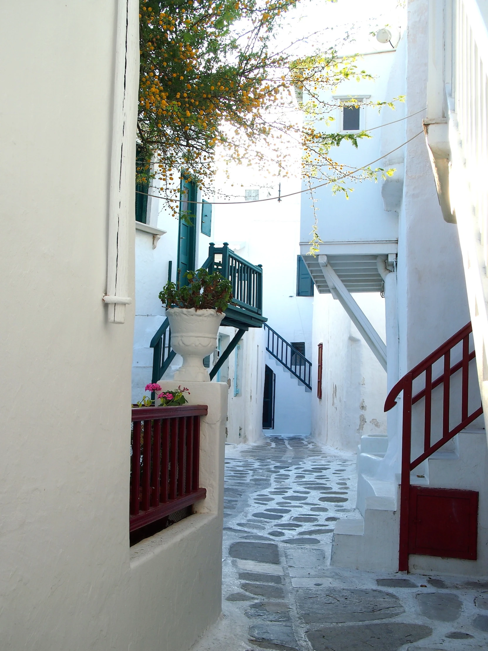 the buildings have small balconies on them