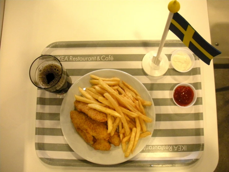 food item displayed on plate with glass and napkin