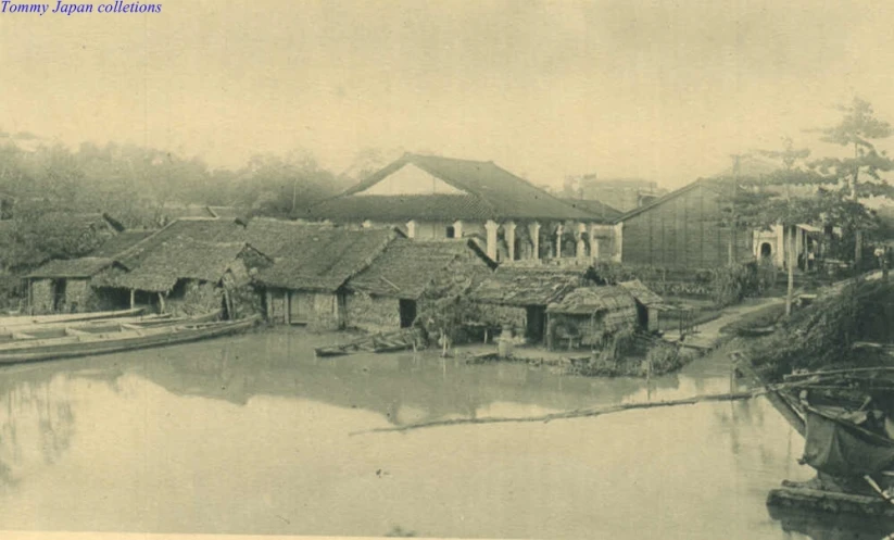 the village has several houses next to a water canal