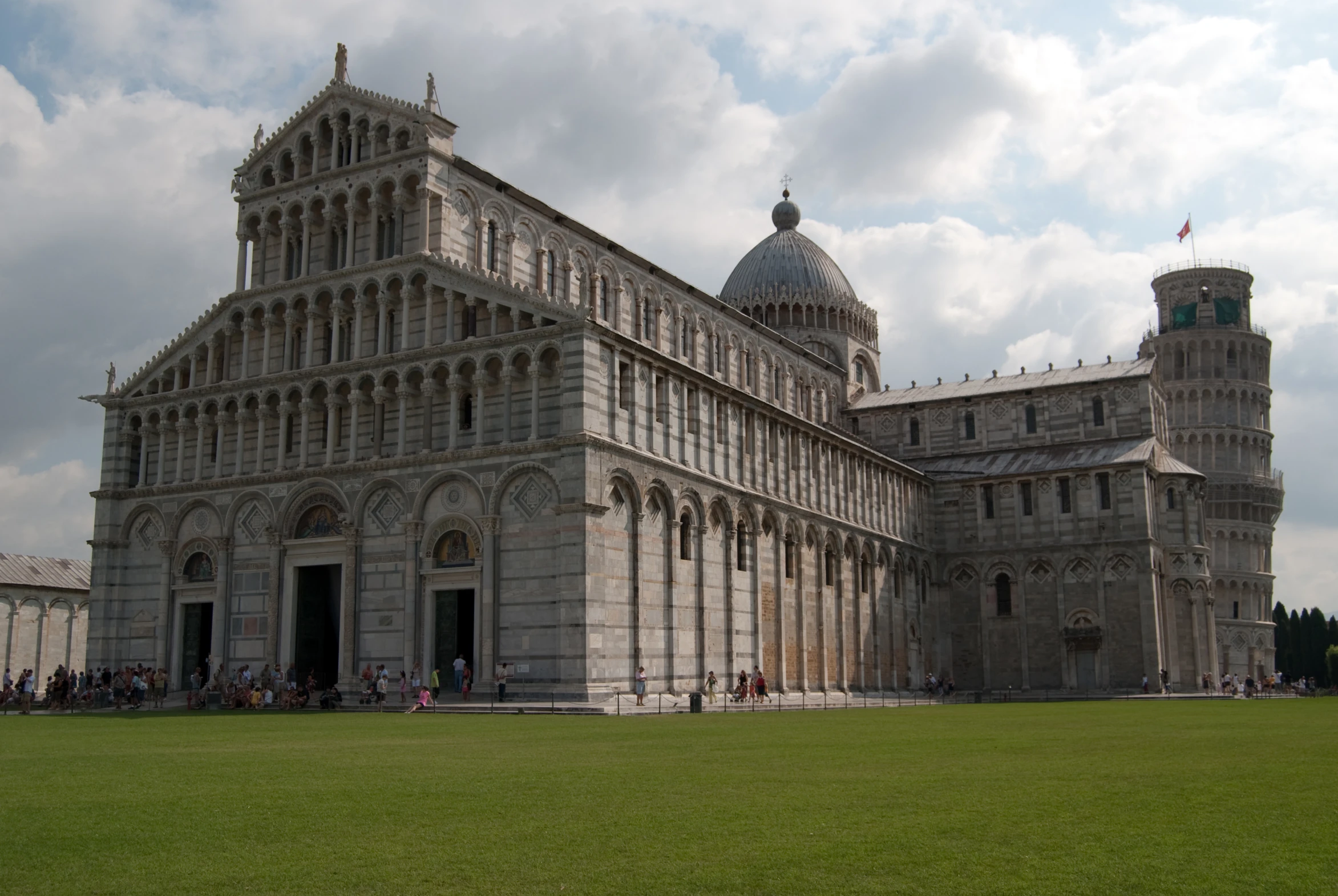 a tall castle with a massive tower on it