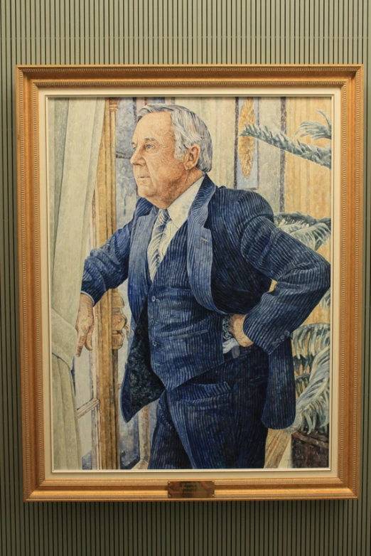 there is a painting of an old man wearing a suit