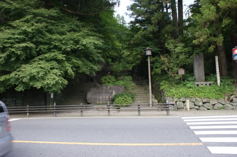 an intersection has cars parked on it