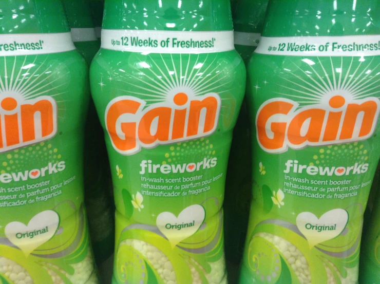 gain shower gels in the aisle of a store