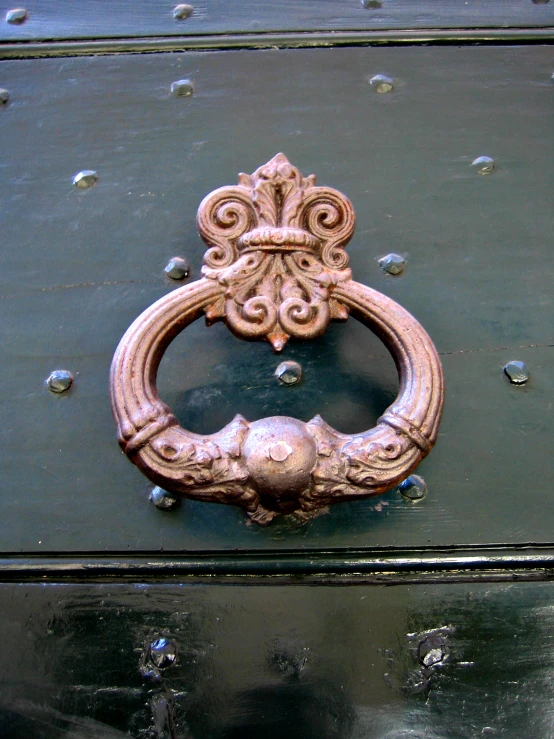 a close up of a wooden door handle