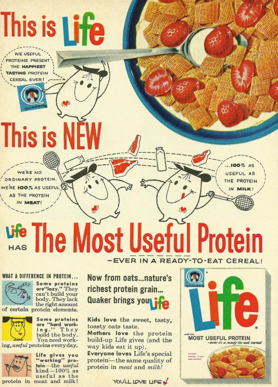 an advertit for the cereal manufacturer's life is shown in the front