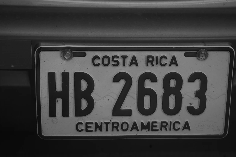 the license plate of a costa rica car is seen