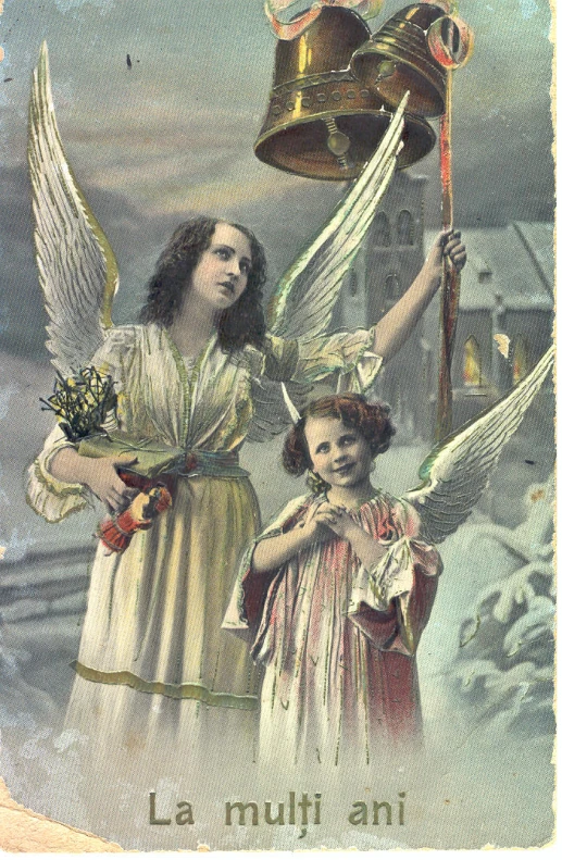 the picture shows an angel next to a child