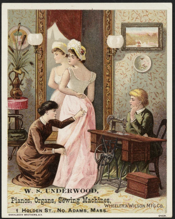 a lady and boy sewing in a room