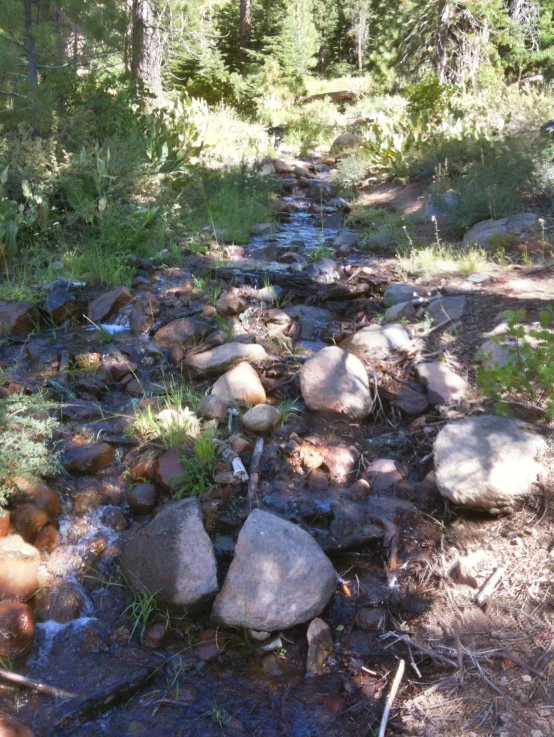 the rocks are flowing through a very rocky stream