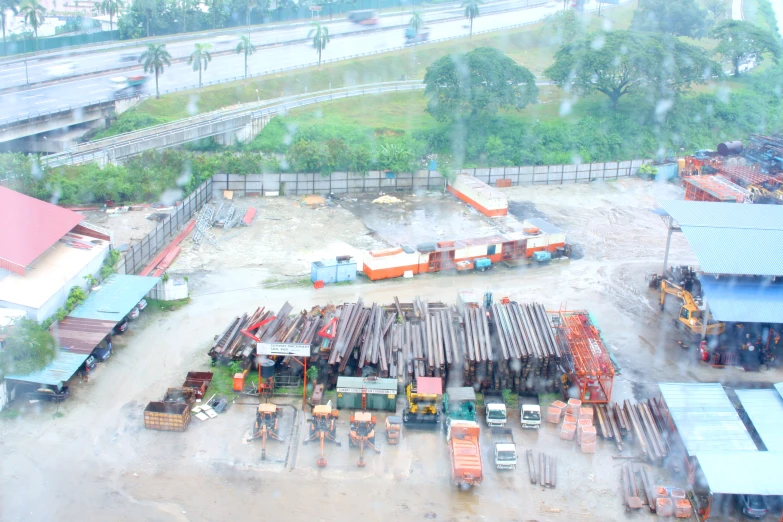 a po taken from the air of a construction site