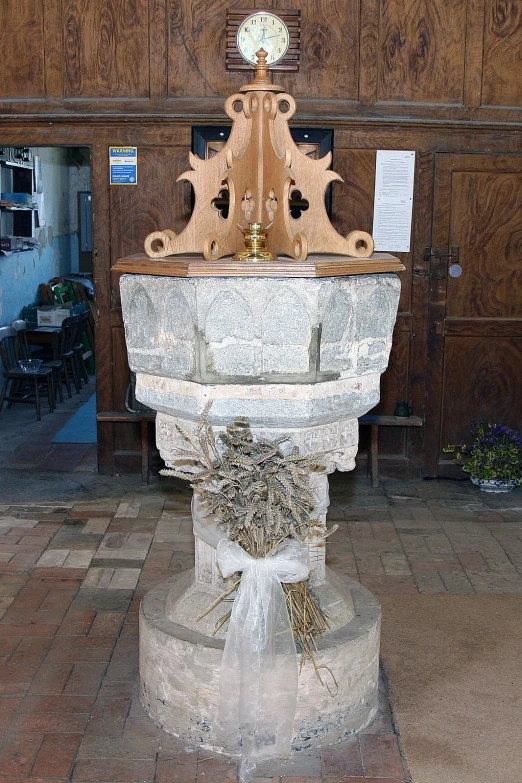 a clock that is on top of a pedestal