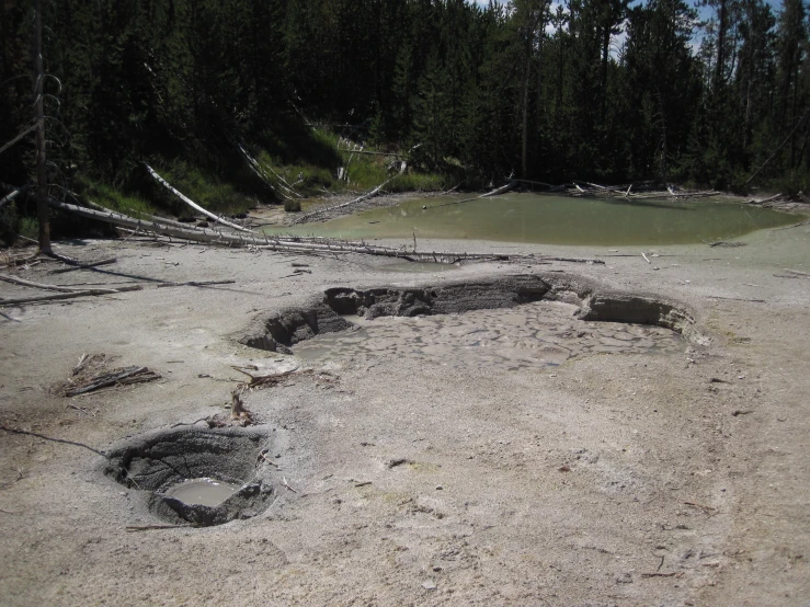 a partially submerged area with some water in it