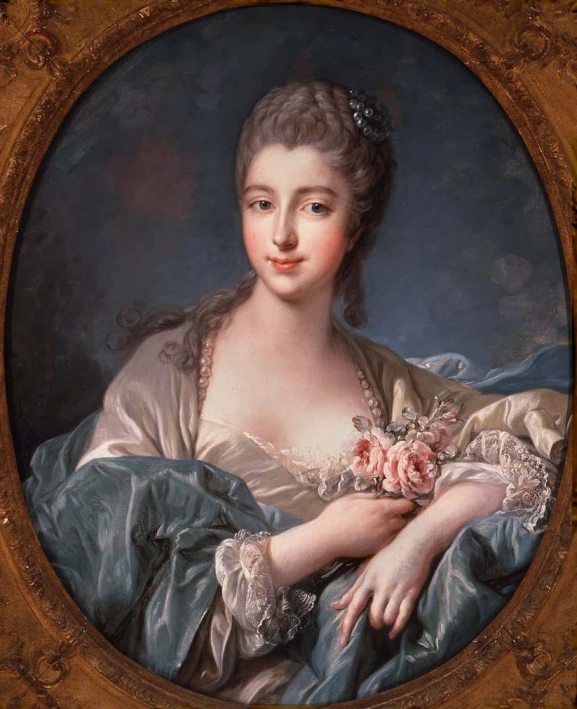 a portrait of a woman is shown