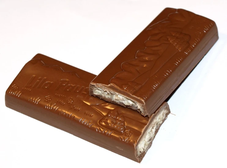 a piece of chocolate bar with one end cut out