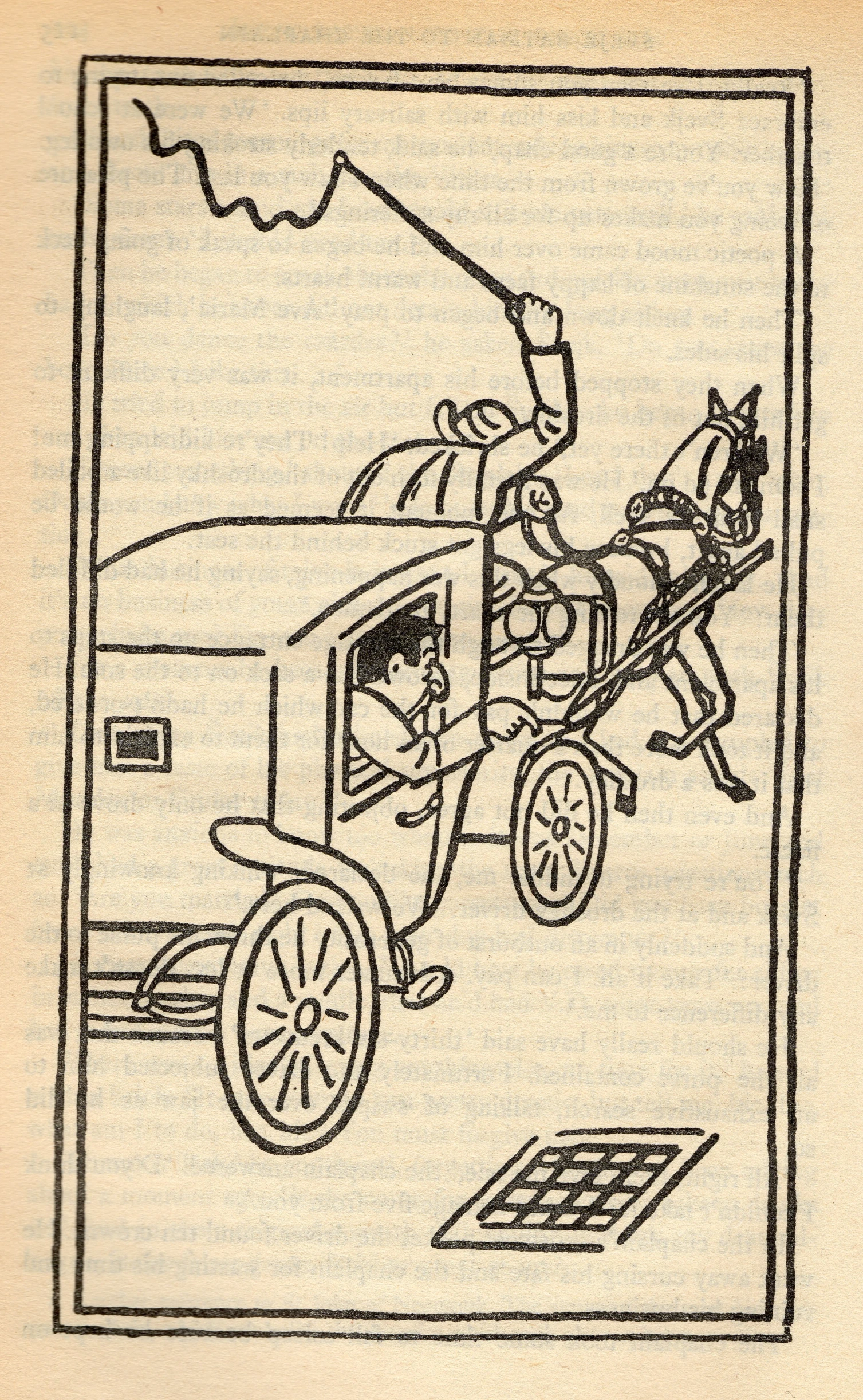 an image of a book with a drawing of a carriage in it