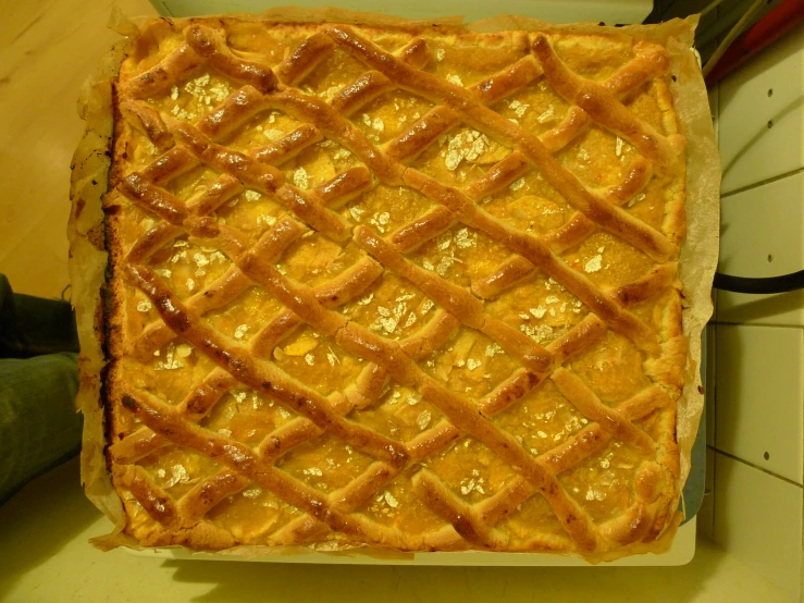 a pastry is placed on top of an uncooked table