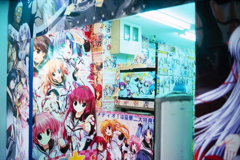 an image of an anime storefront with many wallpapers
