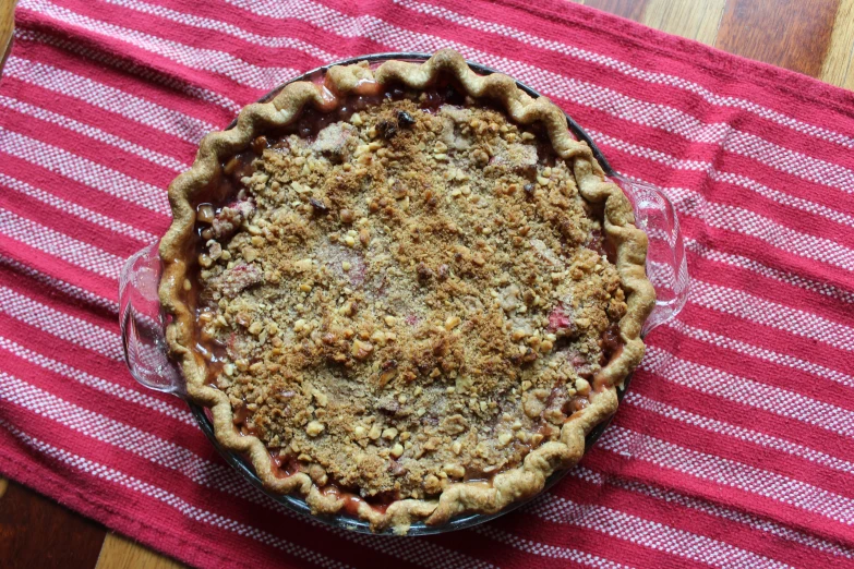 there is a pie on the table, ready to be eaten