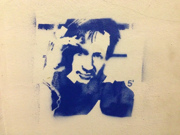 a stencil drawing of a person's face