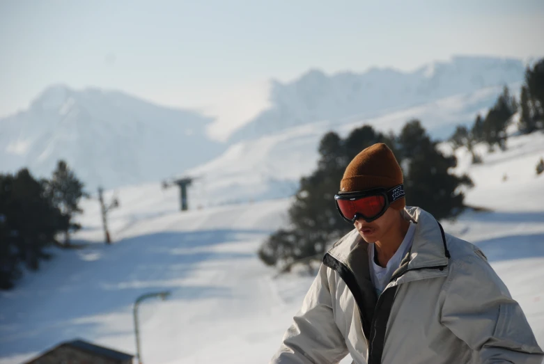 a man standing on a snow covered slope