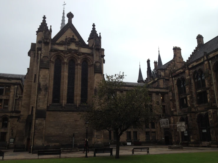 a large church with a very tall building on it