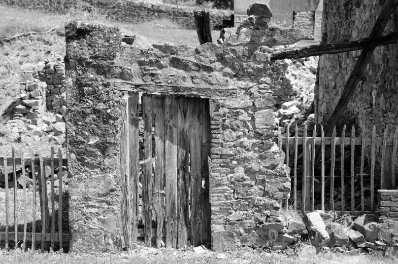 an old door is open in the country side