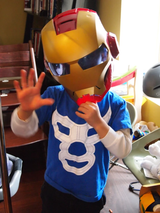 a  dressed up as iron man